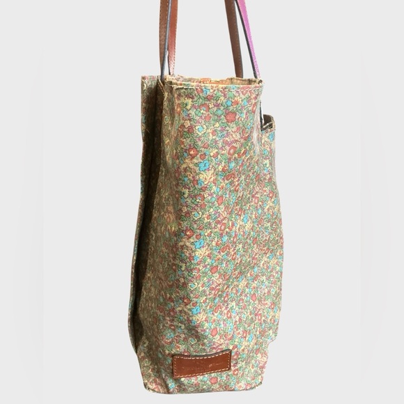 Patricia Nash Silvi Tote Coral Bouquet Floral Leather Trim Travel Work - Picture 7 of 16